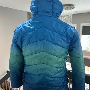 Eddie Bauer Kids Reversible Blue Green Hombre Puffer Winter Jacket - Size S